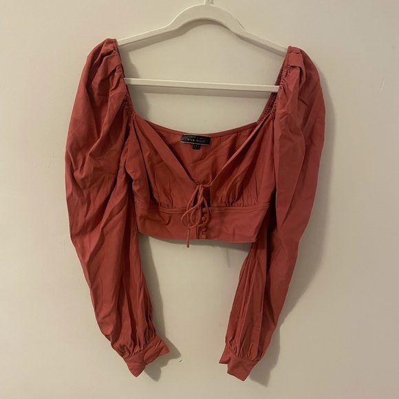 Blue Blush Puff Sleeve Blouse - Picture 1 of 6